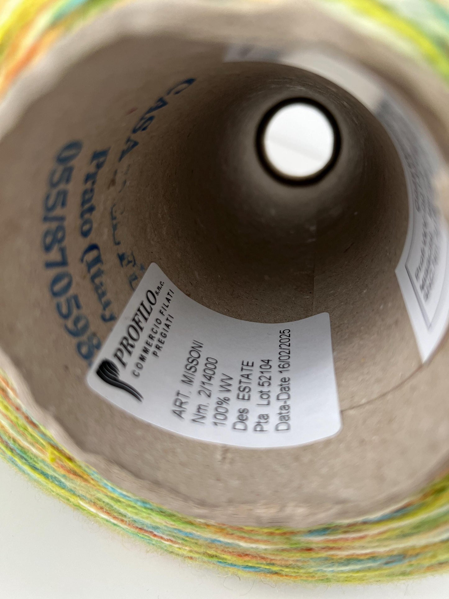 MISSONI-Merino yarn 100%, PROFILLO.Nm 2/14. Color ESTATE. Per 100gr