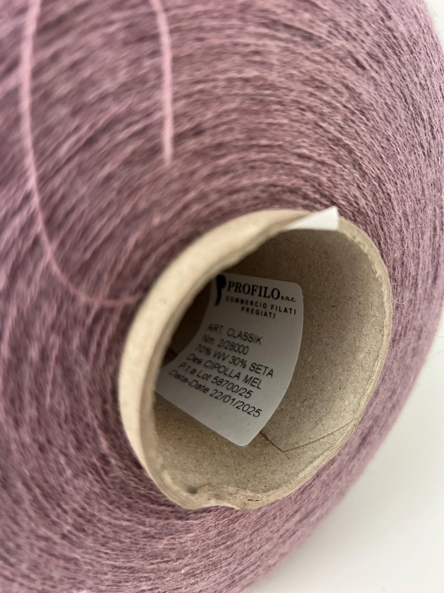 70% Merino & 30% Silk yarn,Nm 2/28.PROFILLO,Color Cippola.Per 100gr