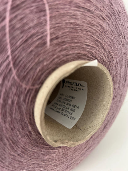 70% Merino & 30% Silk yarn,Nm 2/28.PROFILLO,Color Cippola.Per 100gr