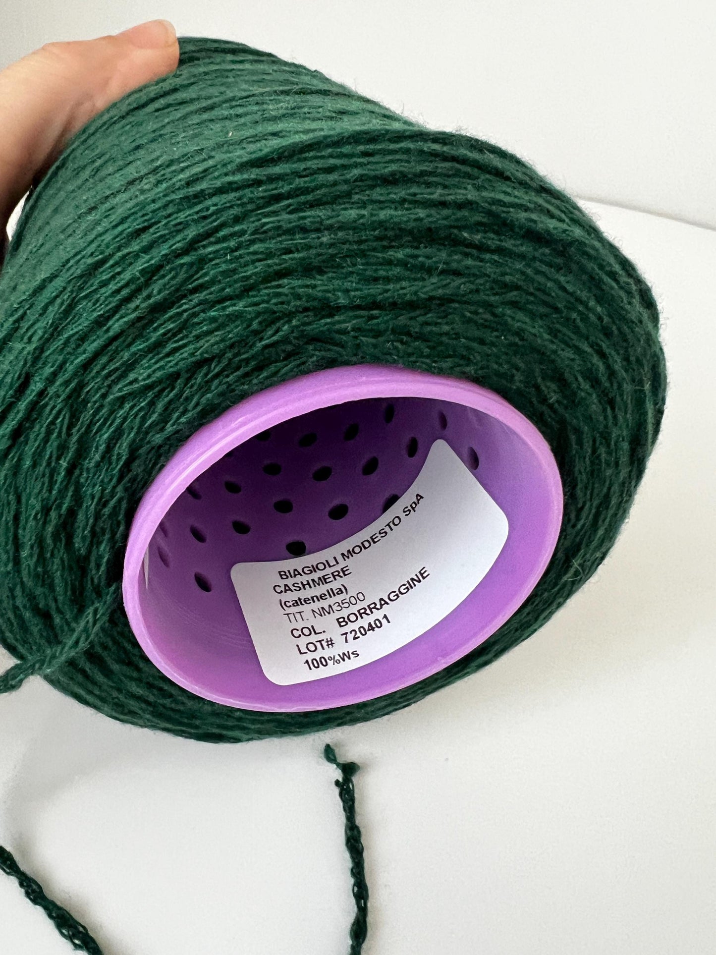 Cashmere 100% Nm 3500, Filati biagioli modesto yarn, Color Golf.Per 470 gr
