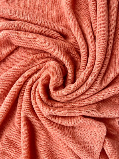 Soothing Salmon Hues: Oversized Knit Cashmere Scarf, Delicate Salmon Warmth for Chilly Days