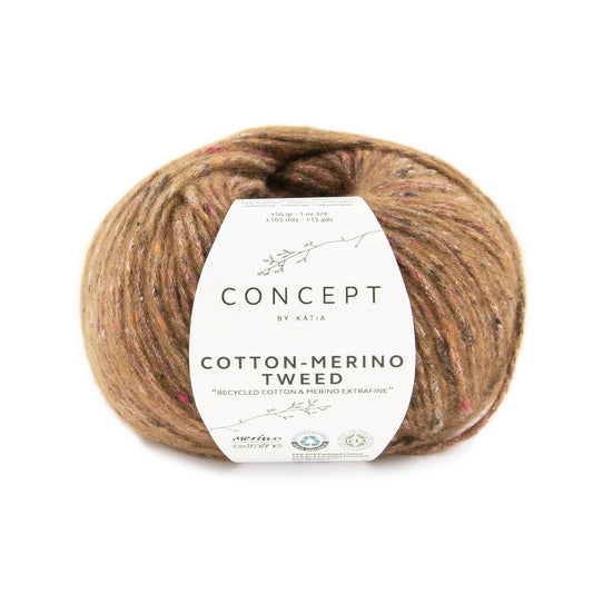 Concept Cotton-Merino tweed, Color brown, 53% Cotton, 25% Wool, 22% Polyester, 50gr, By KATIA